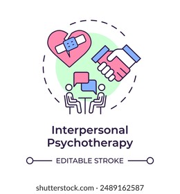 Ikone des mehrfarbigen Konzepts der zwischenmenschlichen Psychotherapie. Störung der Stimmung, Interpretation von Emotionen. Darstellung der runden Formlinie. Abstrakte Idee. Grafikdesign. Einfache Verwendung in Infografik, Präsentation