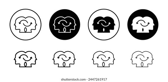 Relación interpersonal o conflicto de comunicación entre dos personas icono. comprensión mental del símbolo de 2 personas