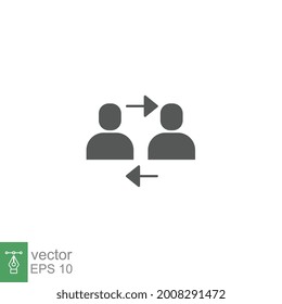 Interpersonal relationship icon, acquaintance skill. close care conversation. Two people interacting and associating. solid style Editable stroke vector illustration design on white background EPS 10