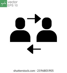 Interpersonal Relationship Icon, Acquaintance Skill. Close Care Conversation. Two People Interacting And Associating. Solid Style Editable Stroke Vector Illustration Design On White Background EPS 10