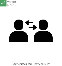 Interpersonal Relationship Icon, Acquaintance Skill. Close Care Conversation. Two People Interacting And Associating. Solid Style Editable Stroke Vector Illustration Design On White Background EPS 10