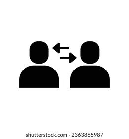 Interpersonal relationship icon, acquaintance skill. close care conversation. Two people interacting and associating. solid style Editable stroke vector illustration design on white background EPS 10