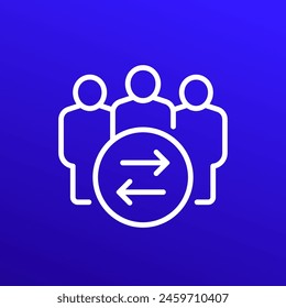 Interpersonal relationship icon with people, line vector