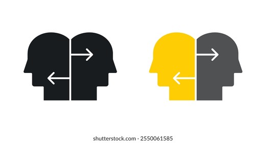 Interpersonal relationship icon set in black and colored version