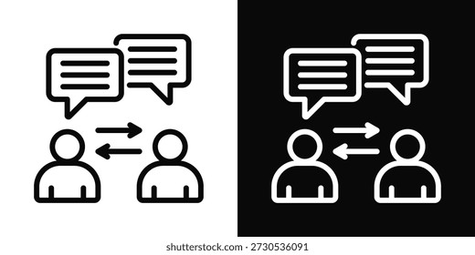 Icono de relación interpersonal estilo de fondo blanco y negro