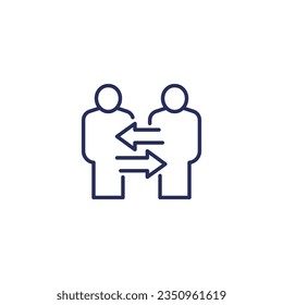 Interpersonal relationship line icon on white