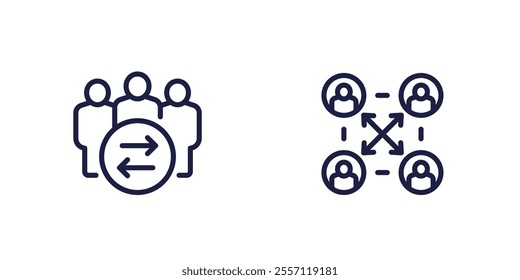 Interpersonal relationship line icons with people