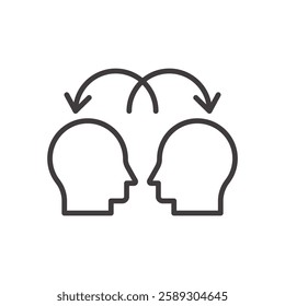 interpersonal skill icon isolated stroke in black color