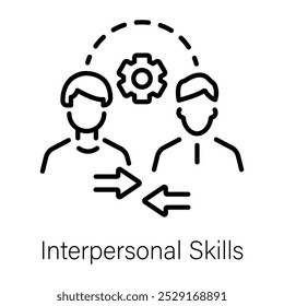 Ícone de habilidades interpessoais em estilo de linha 