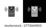 Interphone icon clipart flat versions in black and white