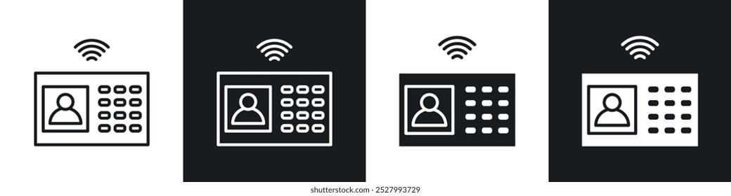 Interphone icon vector icon set black filled and outlined style.