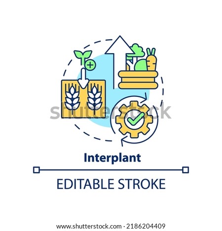 Interplant concept icon. Plant multiple cultures. Increasing farming productivity abstract idea thin line illustration. Isolated outline drawing. Editable stroke. Arial, Myriad Pro-Bold fonts used