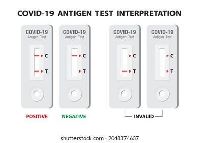 Interpretation of Covid-19 antigen test results. The infographic chart explains the reading of the results from the antigen test kit.