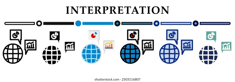Sammlung von Interpretationssymbolen 6 Verschiedene Stilsymbole. Für Zeichen, Symbole, Elemente, Präsentationen, Infografiken oder Webgrafiken. Vektorgrafik.