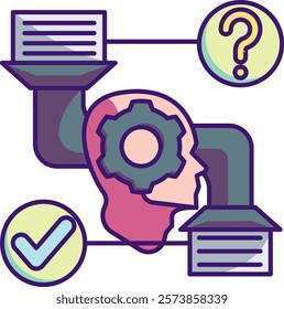 Interpretation Icon - Lineal Color Style - Critical Thinking Theme