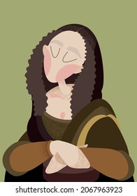 Interpretation of Mona Lisa, famous painting by Leonardo da Vinci. Vector Illustration. Mona Lisa - Gioconda. Creative modern simply poster