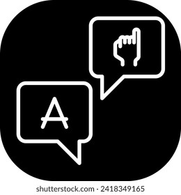 Interpreter disability icon with black filled line outline style. interpreter, translator, language, international, communication, translate, business. Vector Illustration