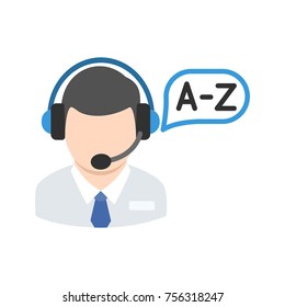 interpreter in headphones with microphone
