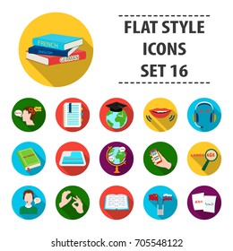 Interpreter and translator set icons in flat style. Big collection of interpreter and translator vector symbol stock illustration