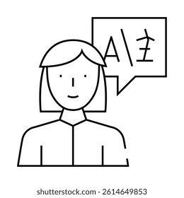 interpreter woman job line icon vector. interpreter woman job sign. isolated contour symbol black illustration