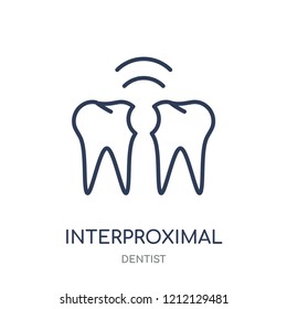 Interproximal icon. Interproximal linear symbol design from Dentist collection. Simple outline element vector illustration on white background.