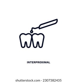 interproximal icon. Thin line interproximal icon from dental health collection. Editable interproximal symbol can be used web and mobile