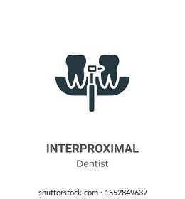 Interproximal vector icon on white background. Flat vector interproximal icon symbol sign from modern dentist collection for mobile concept and web apps design.