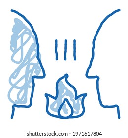 interracial conflict sketch icon vector. Hand drawn blue doodle line art interracial conflict sign. isolated symbol illustration