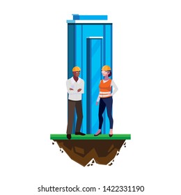 interracial couple builders with building characters