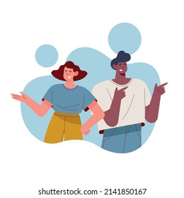 interracial couple finger point characters