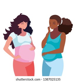 interracial couple of pregnancy women characters