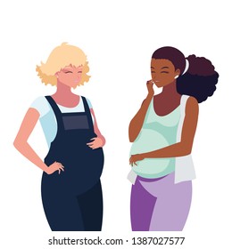 interracial couple of pregnancy women characters