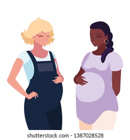 interracial couple of pregnancy women characters