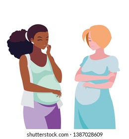 interracial couple of pregnancy women characters