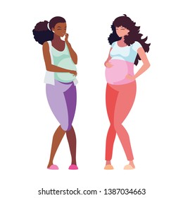 interracial couple of pregnancy women characters