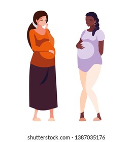 interracial couple of pregnancy women characters