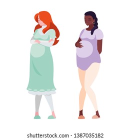 interracial couple of pregnancy women characters