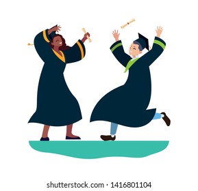 interracial couple students graduated celebrating