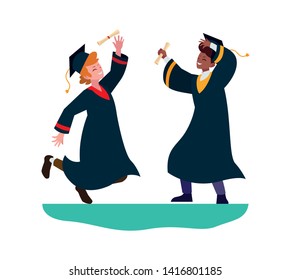 interracial couple students graduated celebrating