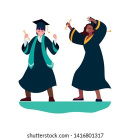 interracial couple students graduated celebrating