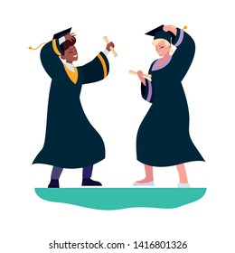 interracial couple students graduated celebrating