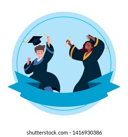 interracial couple students graduated celebrating