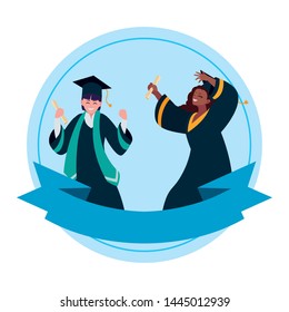 interracial couple students graduated celebrating