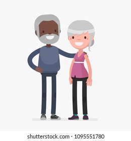 interracial cute couple vector illustration