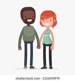 Interracial Cute Couple Vector Illustration Stock Vector (Royalty Free