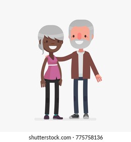 interracial cute couple vector illustration