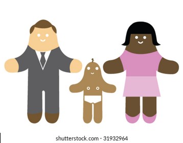 Interracial Family - Vector Illustration