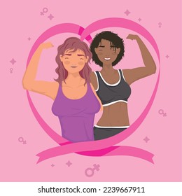 interracial girls with breast cancer ribbon campaign