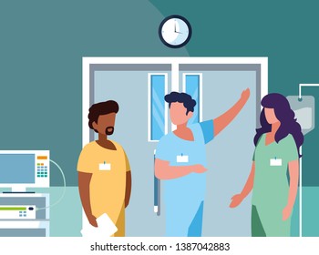interracial group medicine workers in operating theater