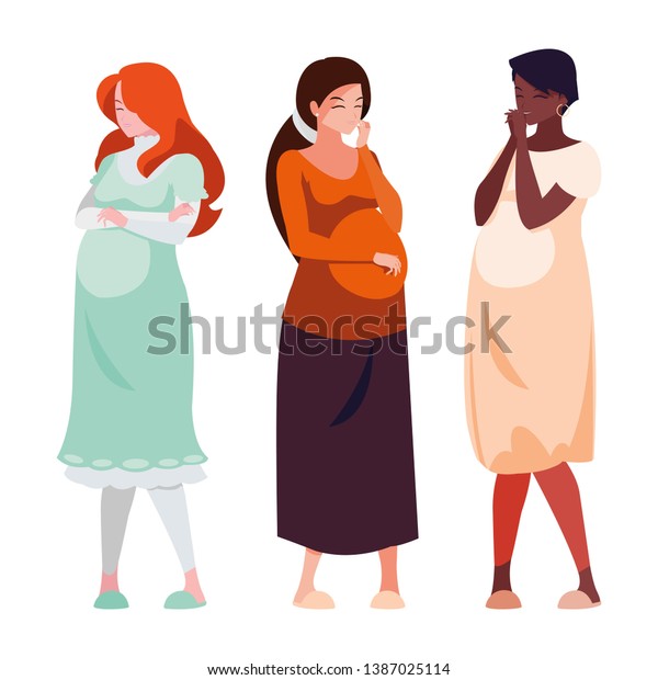 Interracial Group Pregnancy Women Characters Stock Vector Royalty Free 1387025114 Shutterstock